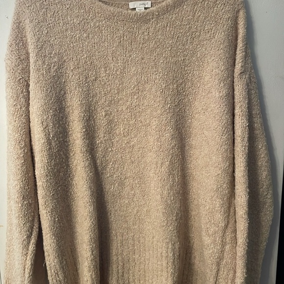 PUREJILL J.JILL OVERSIZED OATMEAL 28% FIZZY WOOL PULLOVER SWEATER SIZE MEDIUM - Picture 2 of 7